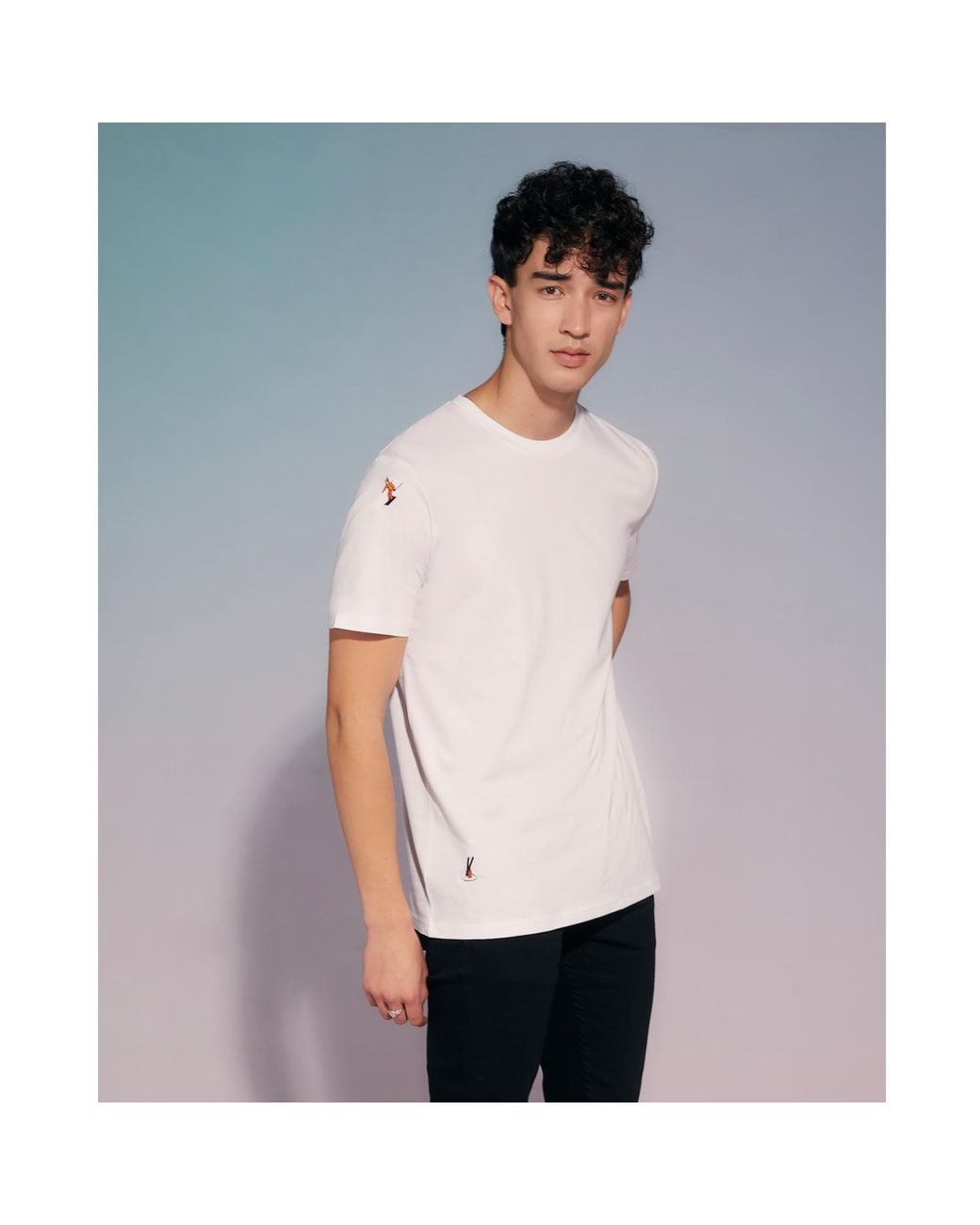 INGMARSON White Skiers Embroidered T-Shirt for men