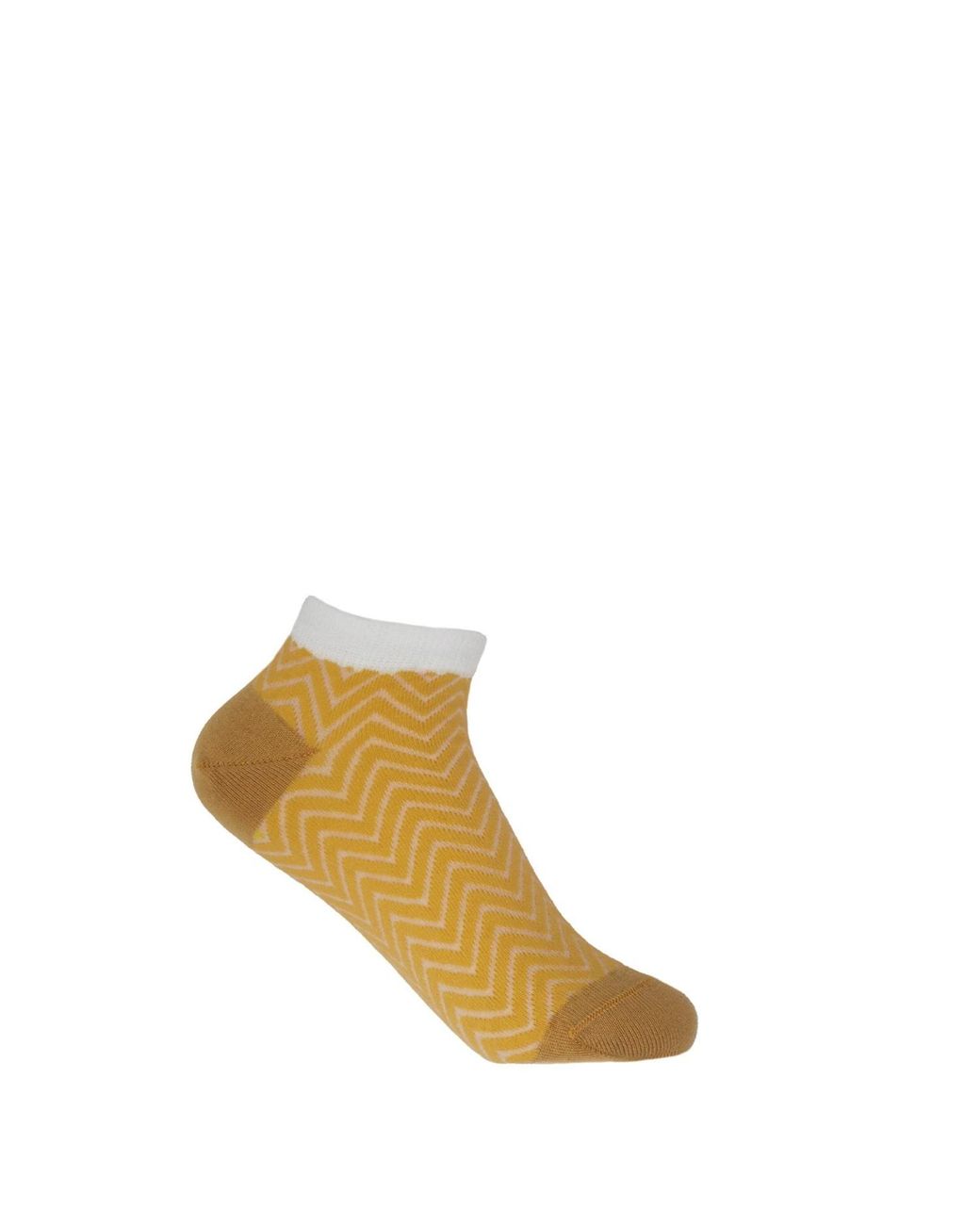 Peper Harow - Made in England Yellow Zigzag Trainer Socks