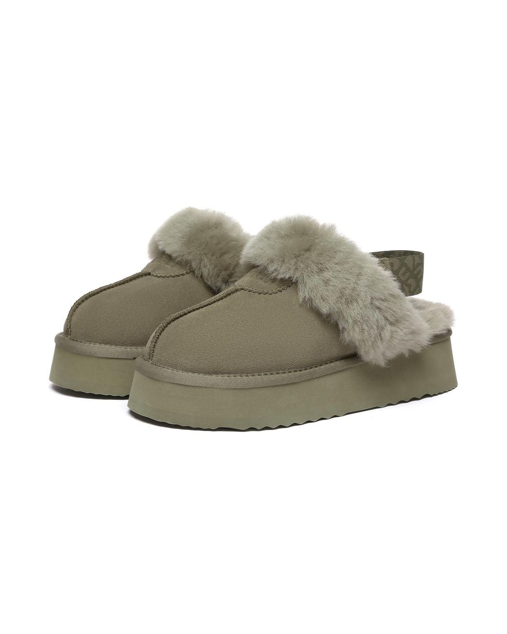 EverAu Australia Green Wagtail Removable Strap Platform Slippers