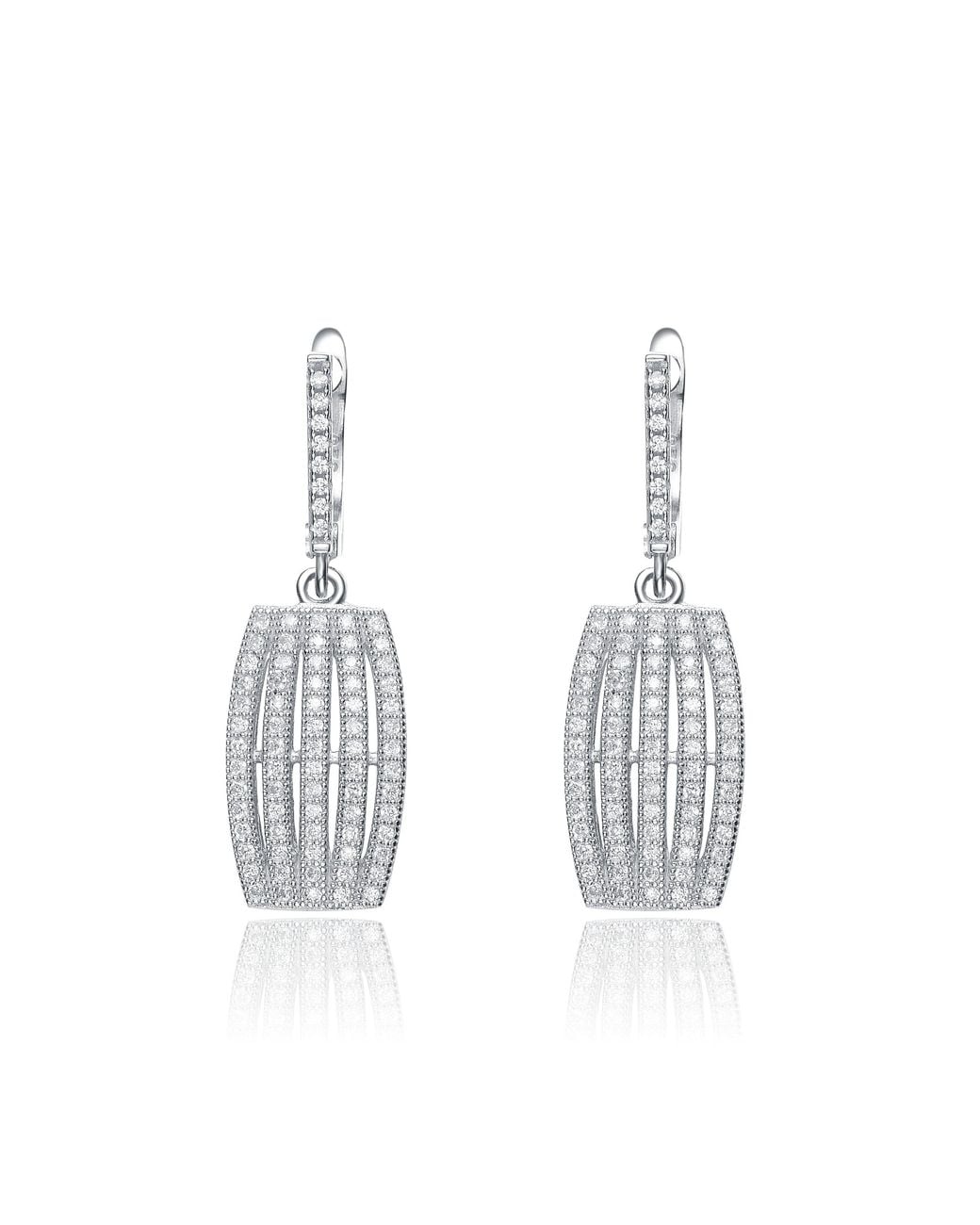 Genevive Jewelry Metallic Sterling Cubic Zirconia Five Strand Dangle Earrings