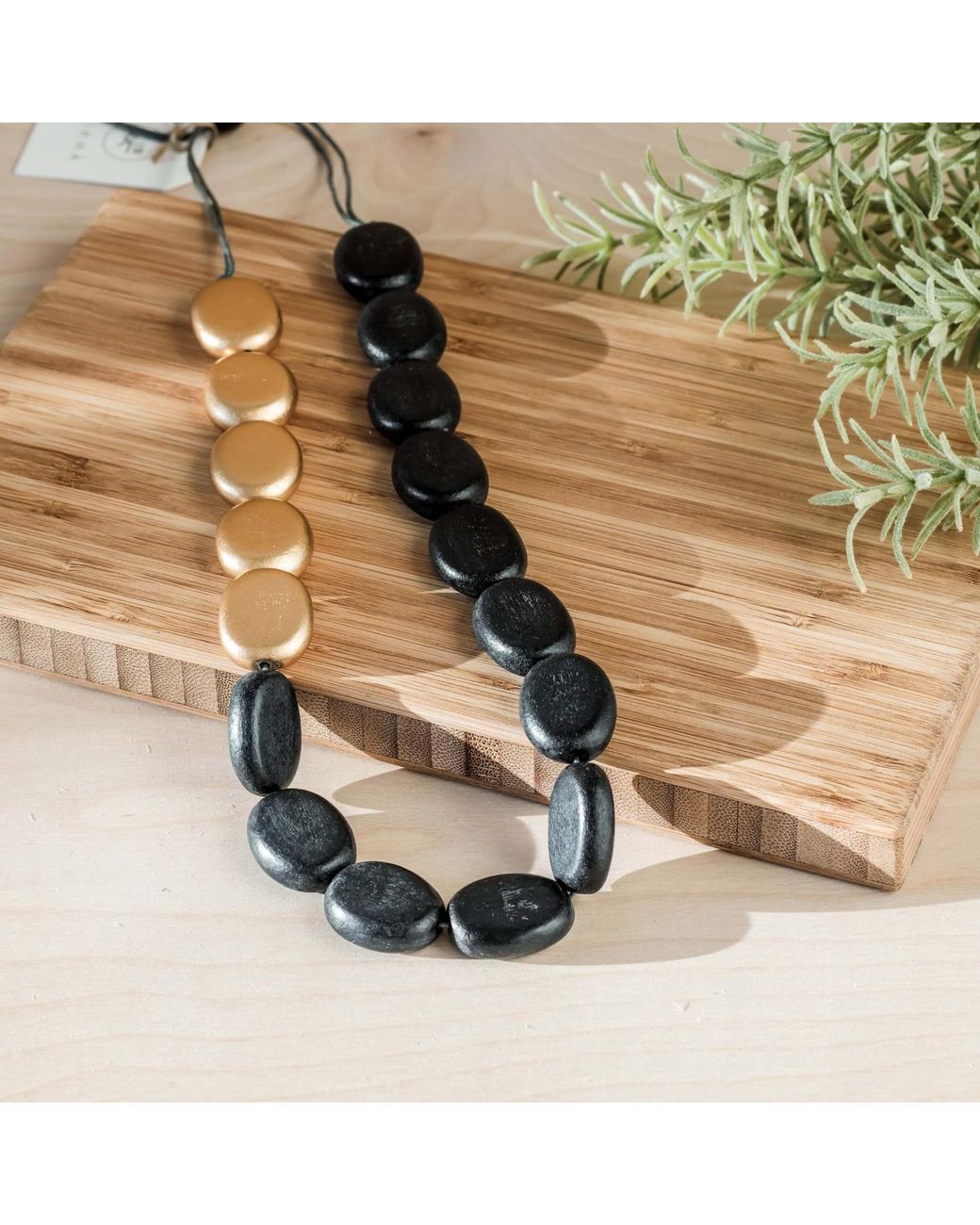 LIKHÂ Metallic Guija Statement Necklace, Charcoal