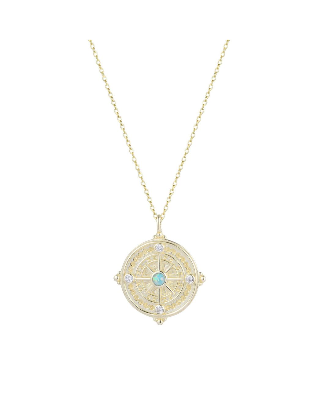 KAMARIA Metallic Compass & Opal Medallion Necklace