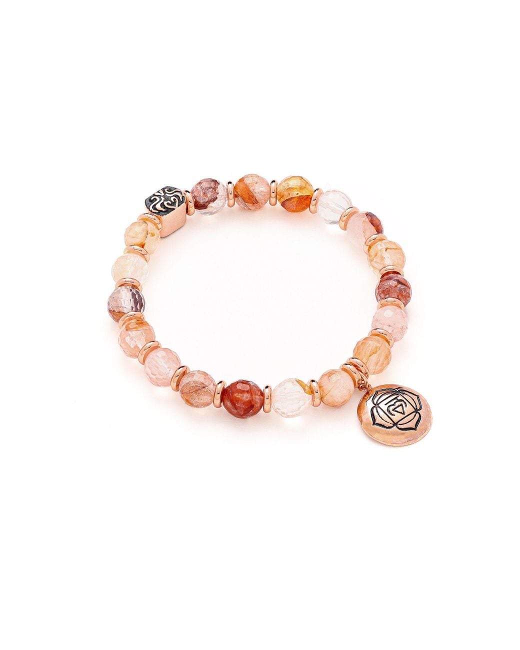Seven Saints White Rose Root Chakra Activation Bracelet, Fire Quartz, Rose