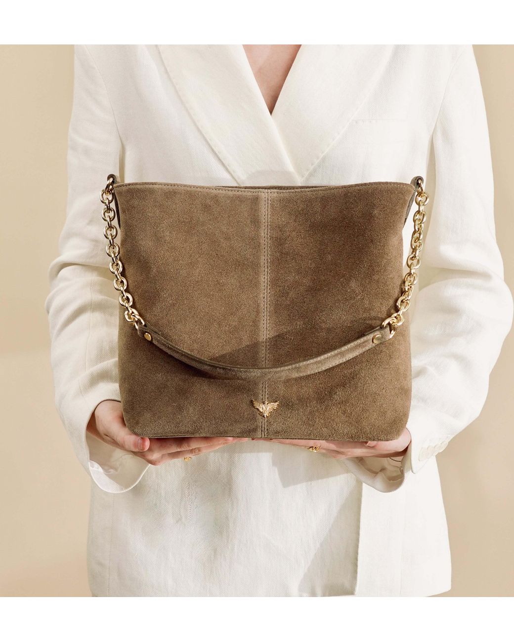 Apatchy London Brown The Izzie Mink Suede Bag