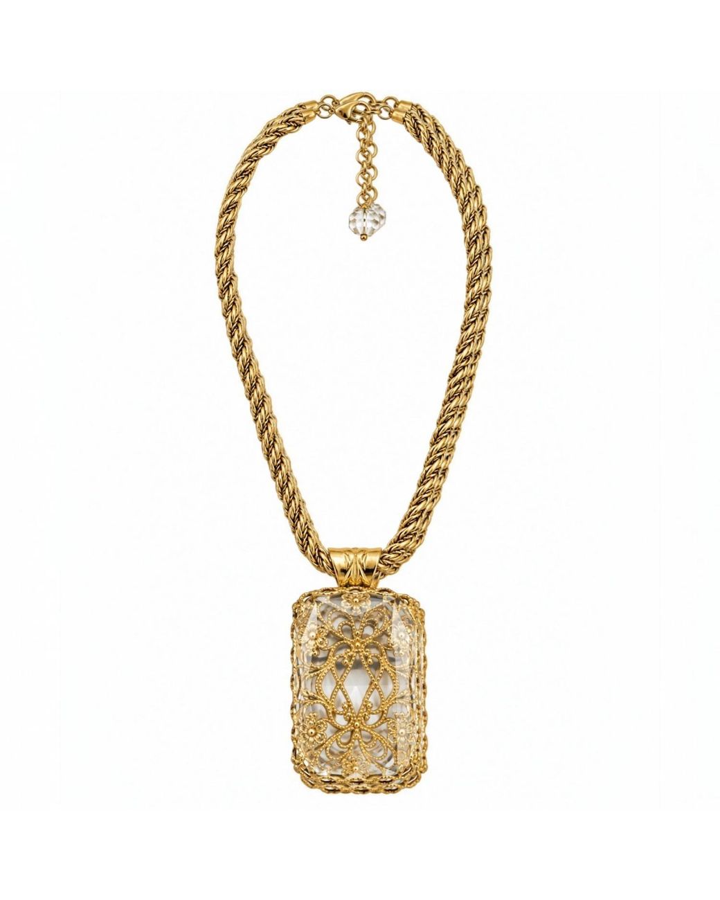 Vstyle Metallic Clear Crystal Filigree Pendant Necklace