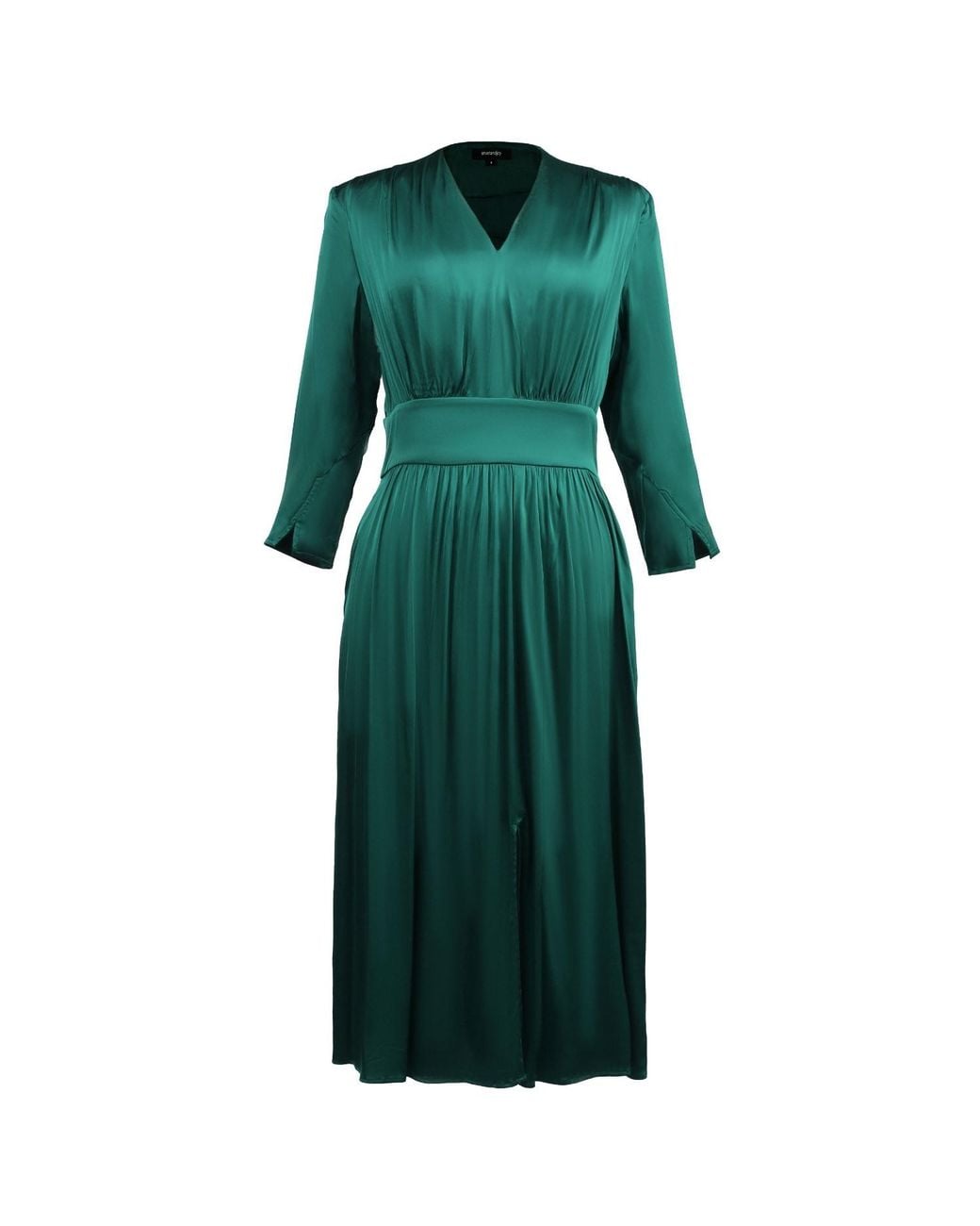 Smart and Joy Green Fit-And-Flare Satin And Jacquard Dress