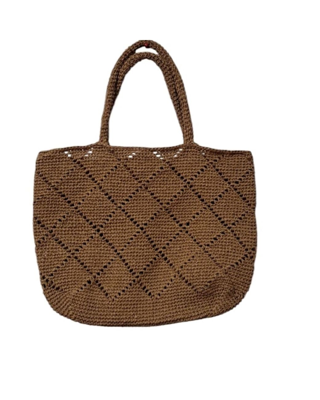 Springmoonatelier Brown Handcrafted Light Raffia Moon Bag
