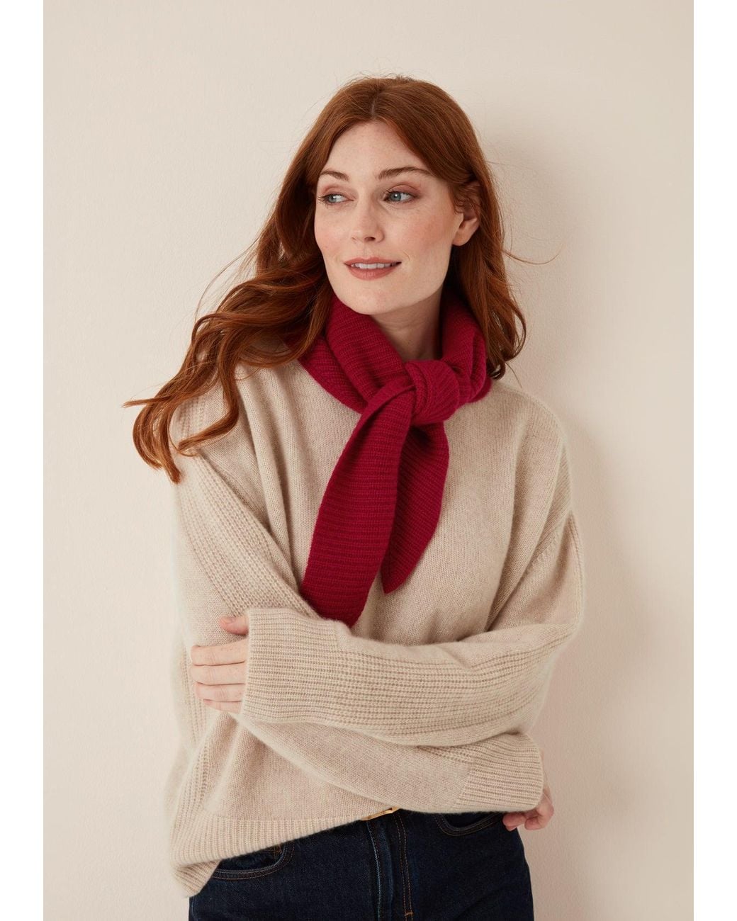 Loop Cashmere Red Cashmere Triangle Scarf