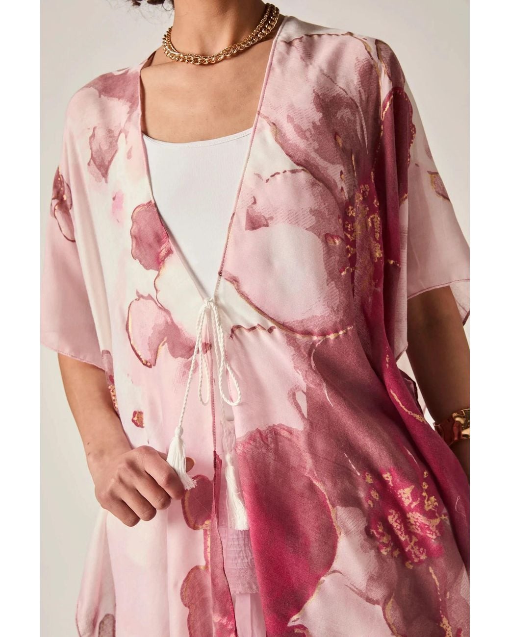 James Lakeland White Watercolour Floral Kaftan