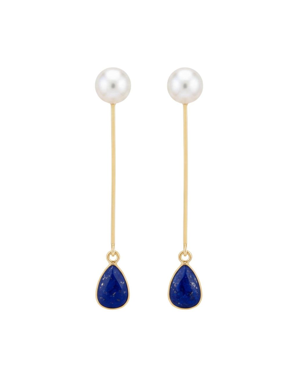 LINYA JEWELLERY Metallic Natural Lapis Pearl Dangle Earrings