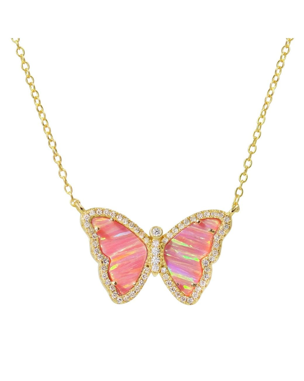 KAMARIA Pink Opal Butterfly Necklace With Stripes