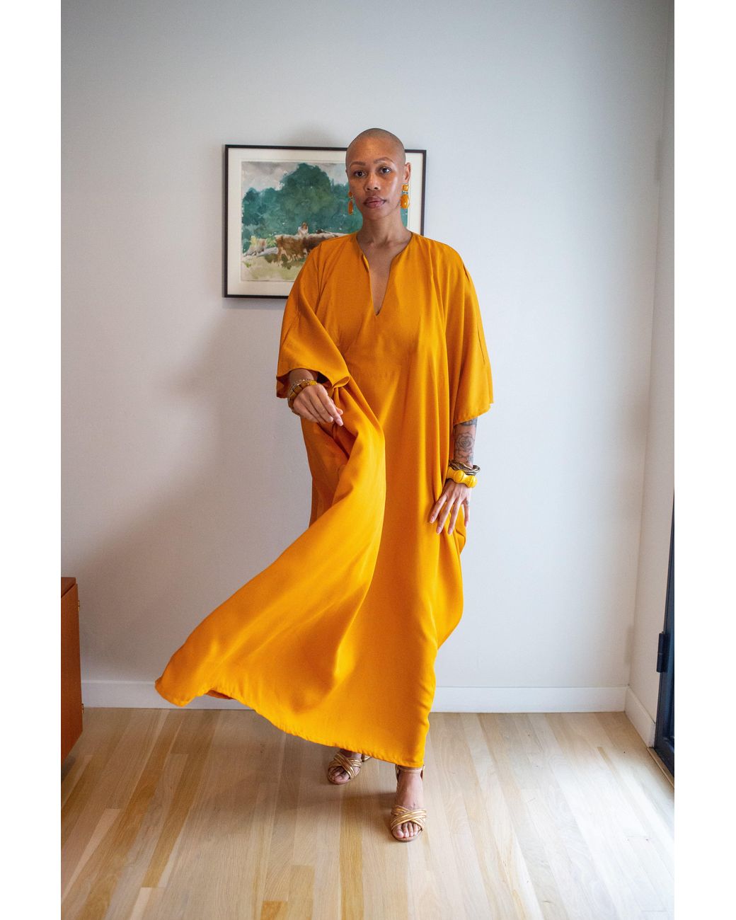 Jennafer Grace Yellow Talitha Cinched Waist Caftan