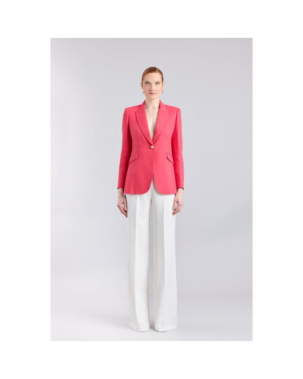 The Extreme Collection Pink Fuchsia Tailored Linen Blazer
