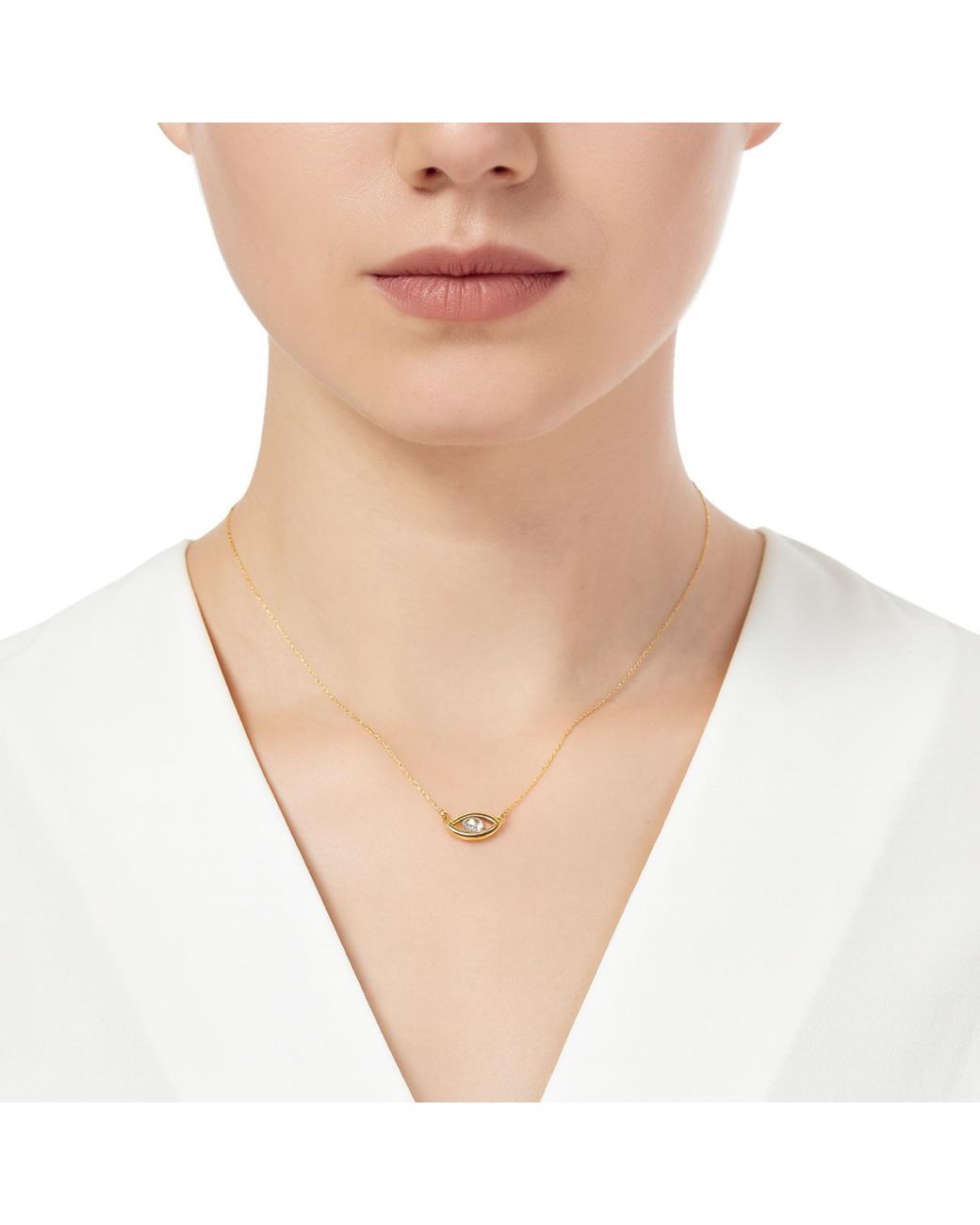 Genevive Jewelry Metallic Rachel Glauber Plated With Cubic Zirconia Evil Eye Pendant Necklace