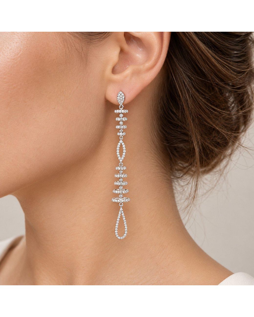 Artisan Metallic 18K Diamond Spiral Long Drop Earrings