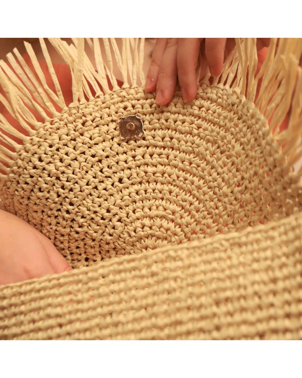 Springmoonatelier Natural Neutrals Cream Raffia Handcrafted Clutch Bag