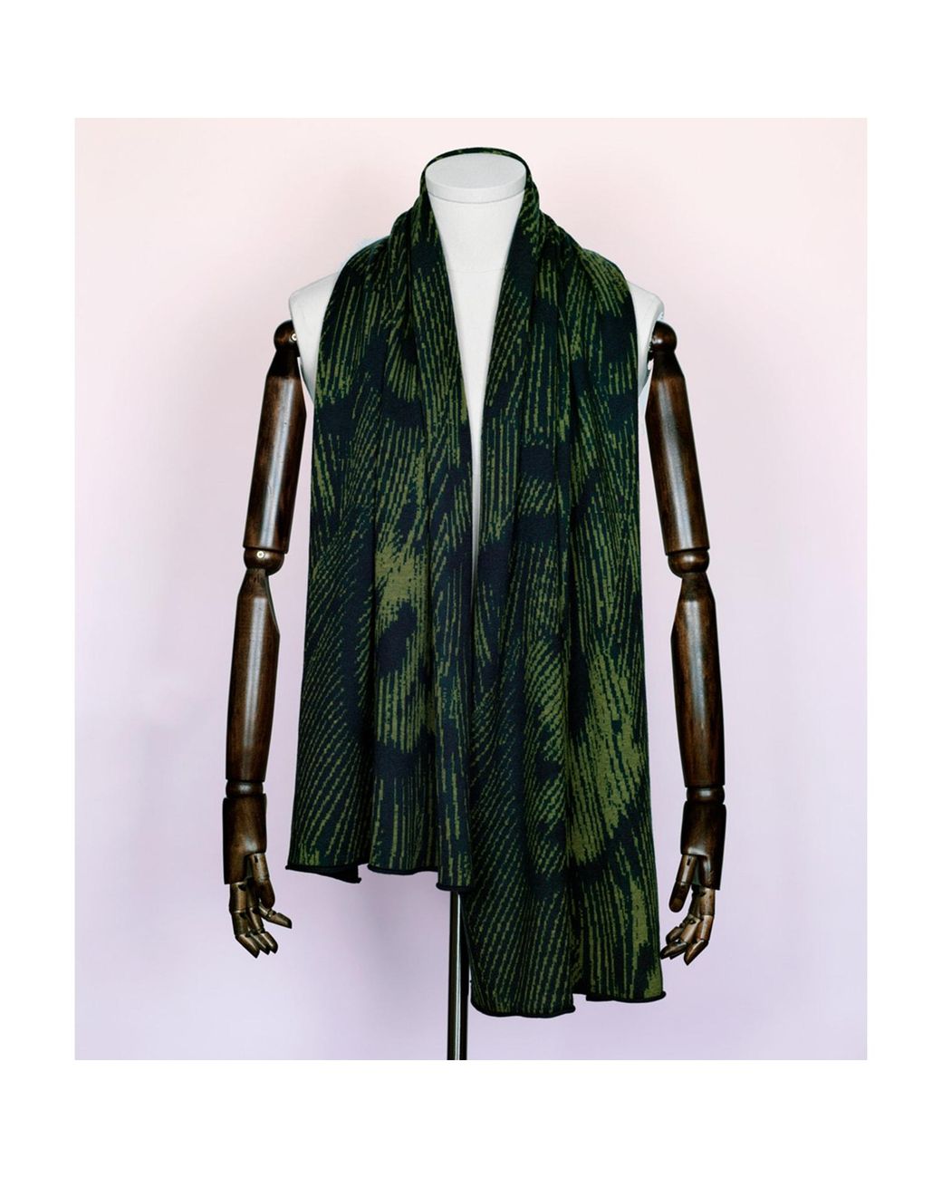 Essien & Emre Green Volucer Merino Wool Pattern Scarf Forest