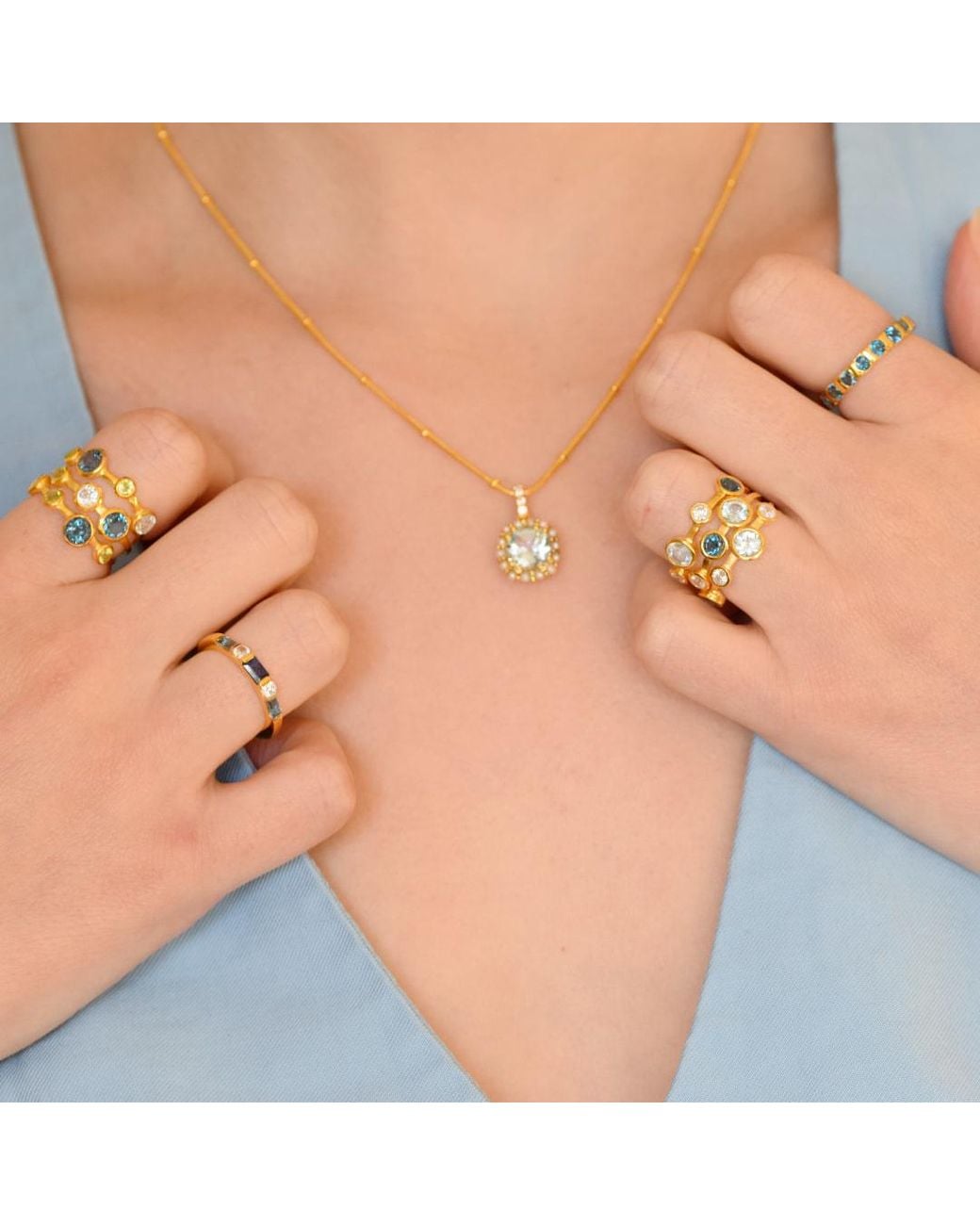 GEM BAZAAR Metallic Diana Topaz Pearl Pendant & Chain