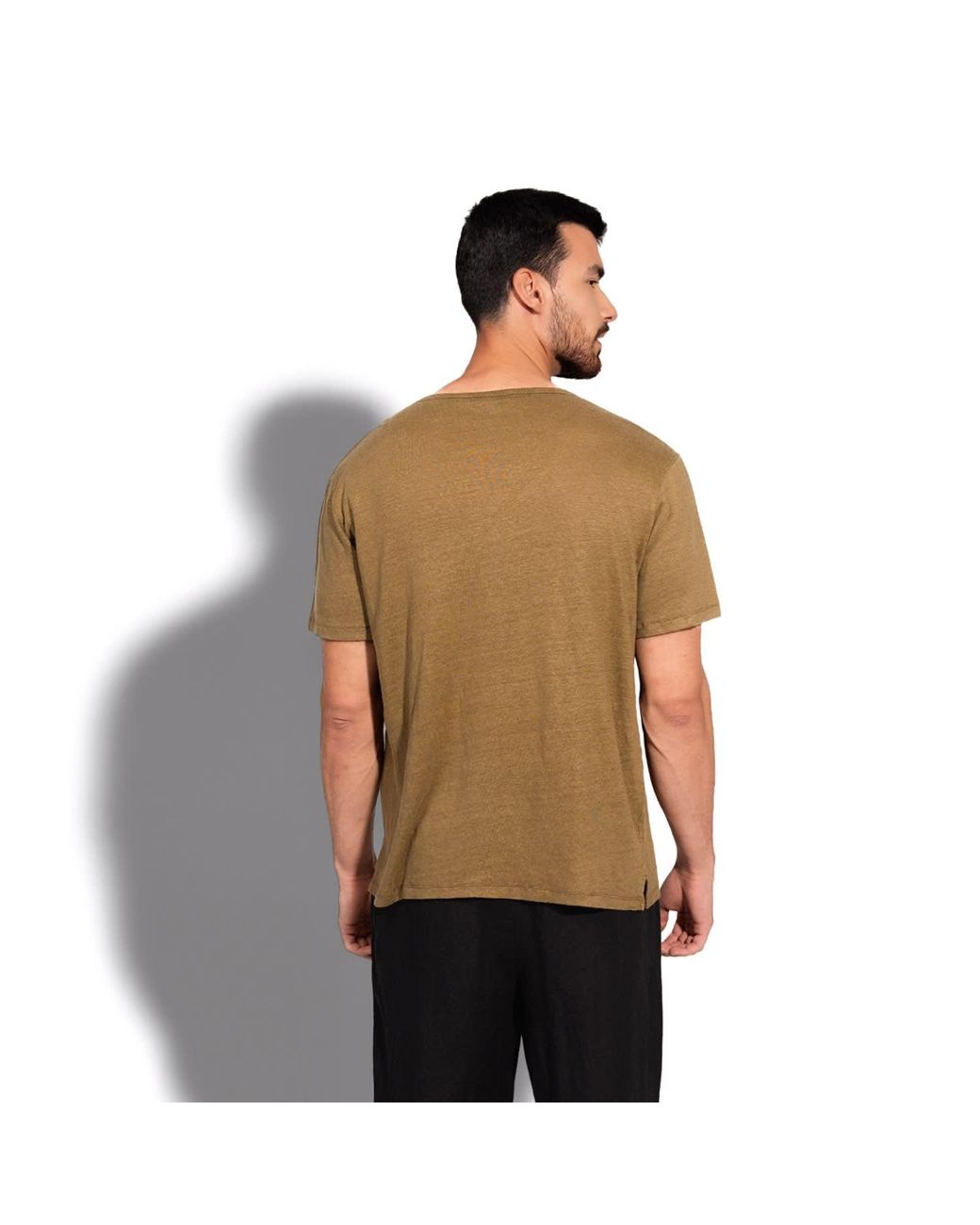 Maison Tangerine Green Neutrals Linen T-Shirt For for men