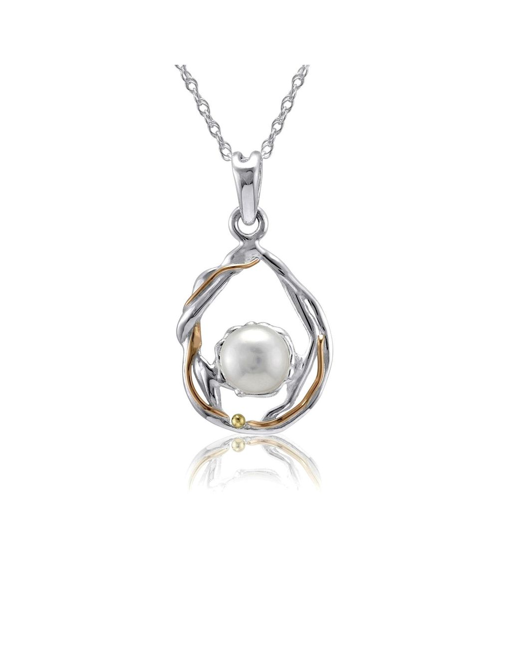 Isla Silver Metallic Undulating & Pearl Pendant