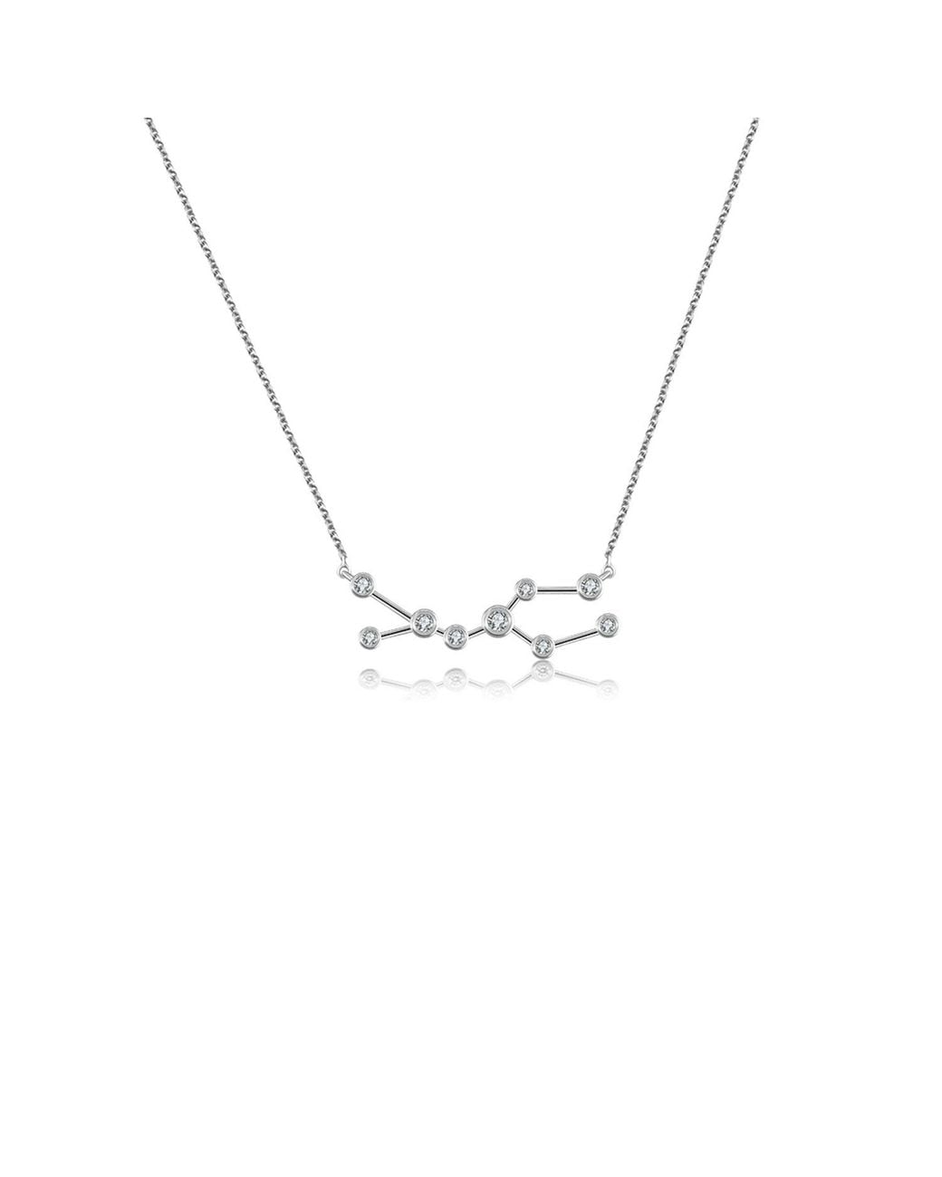 Genevieve Collection Metallic Gemini Zodiac Constellation Necklace 18K & Diamond