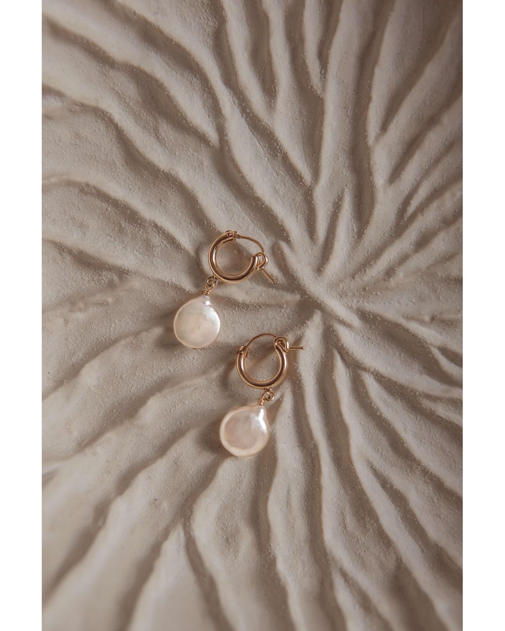 Katy Faye Metallic Moon Pearl Earrings