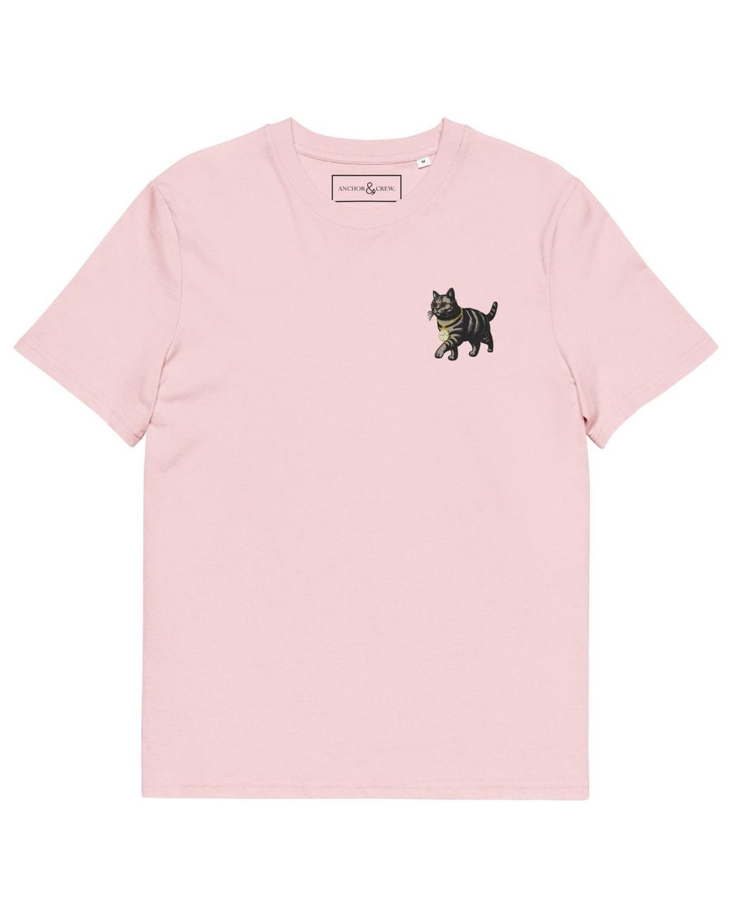 Anchor and Crew Pink Cotton Cool Cat Actual Life Organic Cotton Embroidered T-Shirt