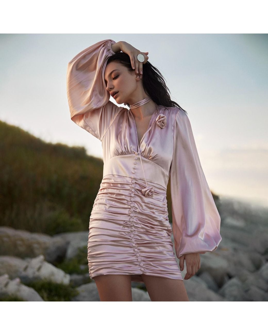 Lita Couture Pink Ruched Mini Dress