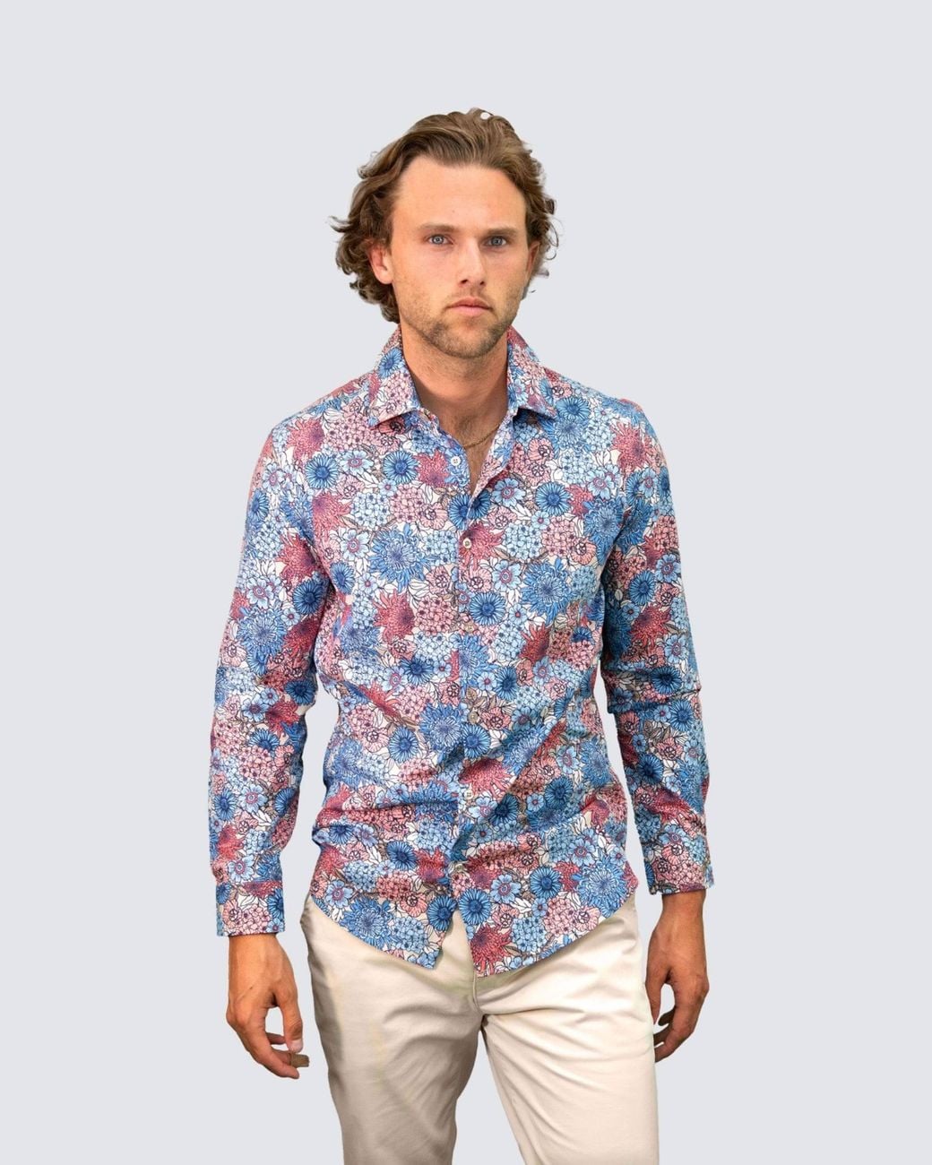 Lords of Harlech Blue Nigel Garden Party Shirt for men