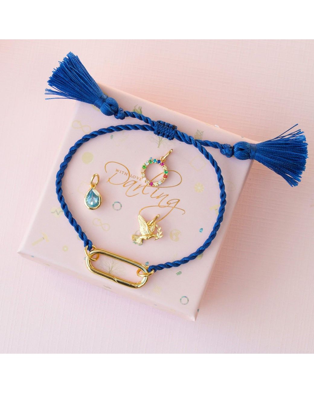 With Love Darling Blue Smile Charms Bracelet