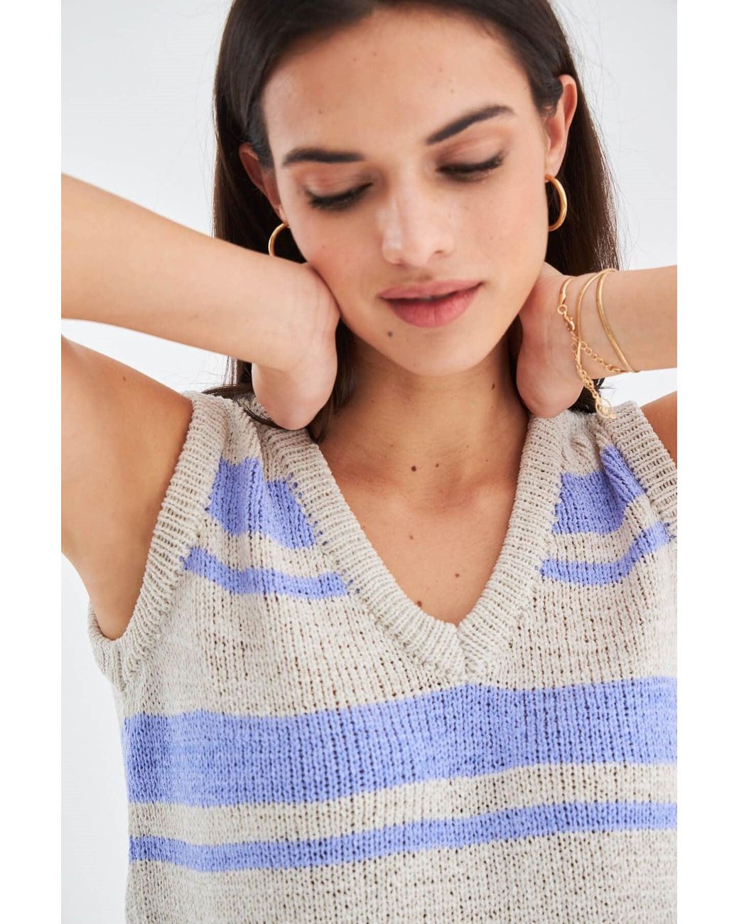 Peraluna Blue Laura Knitted Top & Shorts Matching Set