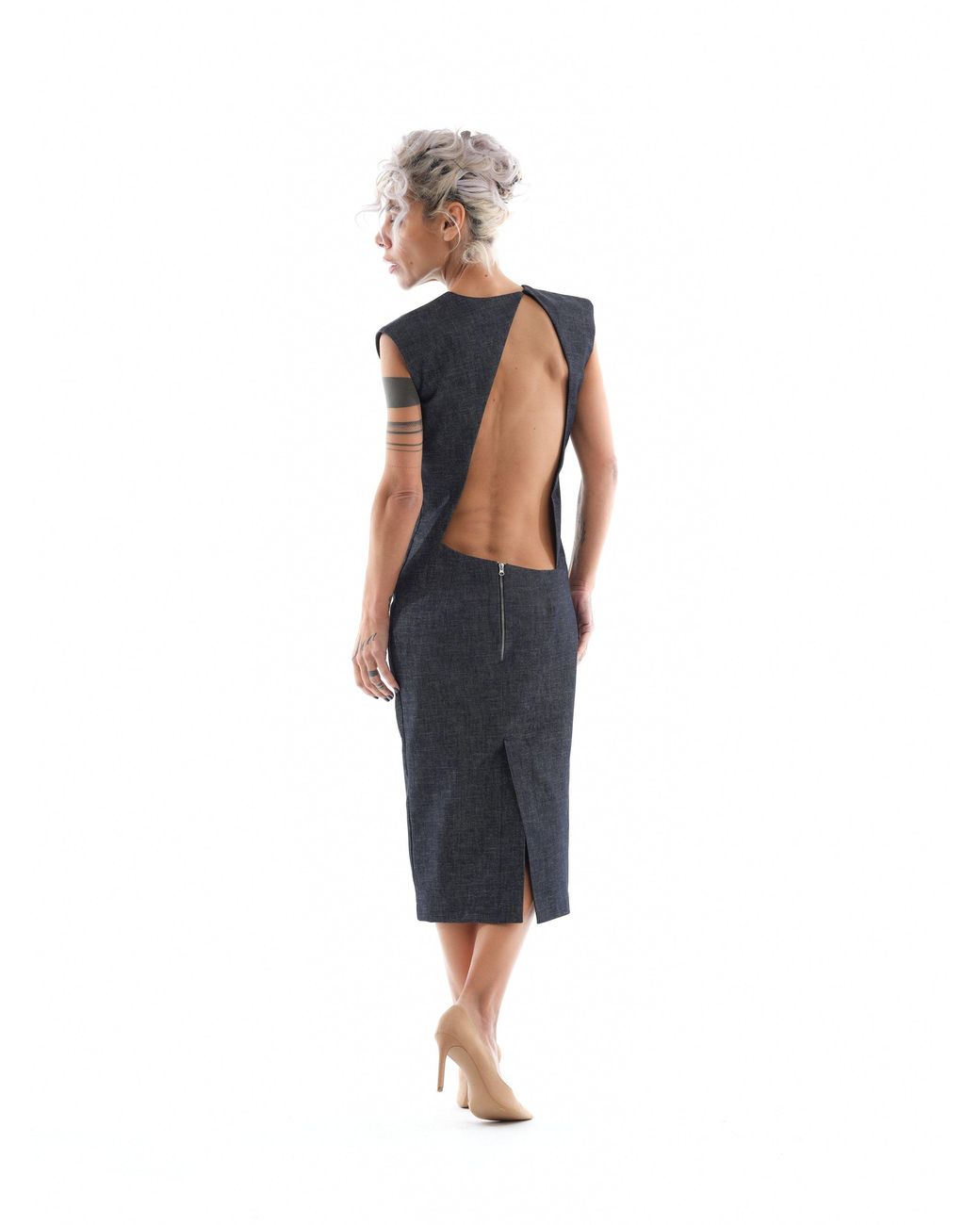 Clothes by Locker Room Black Denim Cutout Midi Dress