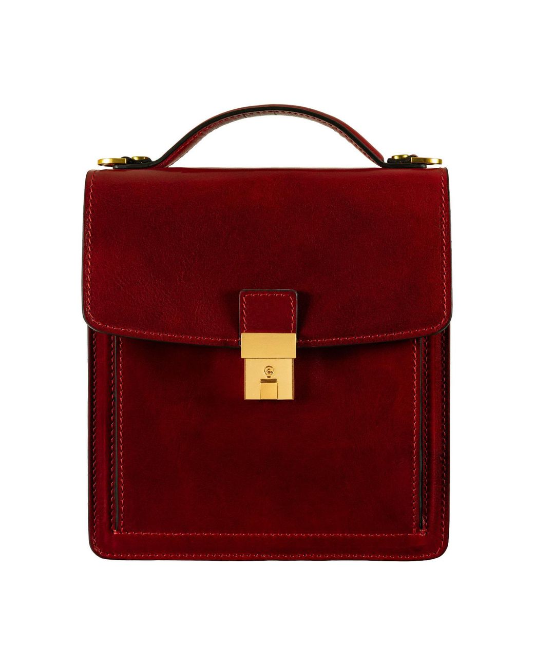 Time Resistance Red Small Leather Briefcase For