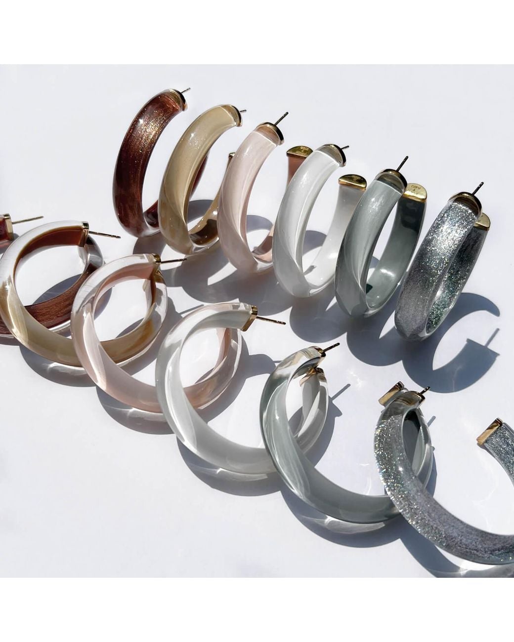 Gold & Honey White Small Clear Illusion Hoop Earrings