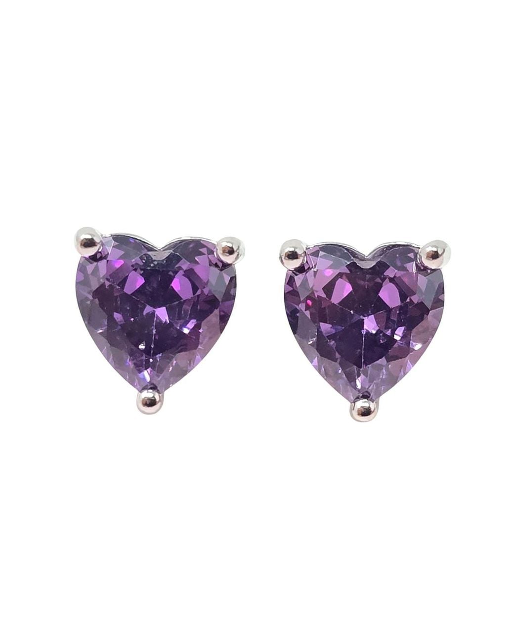 Sophelia Purple Amethyst Heart Sterling Stud Gemstone Earrings