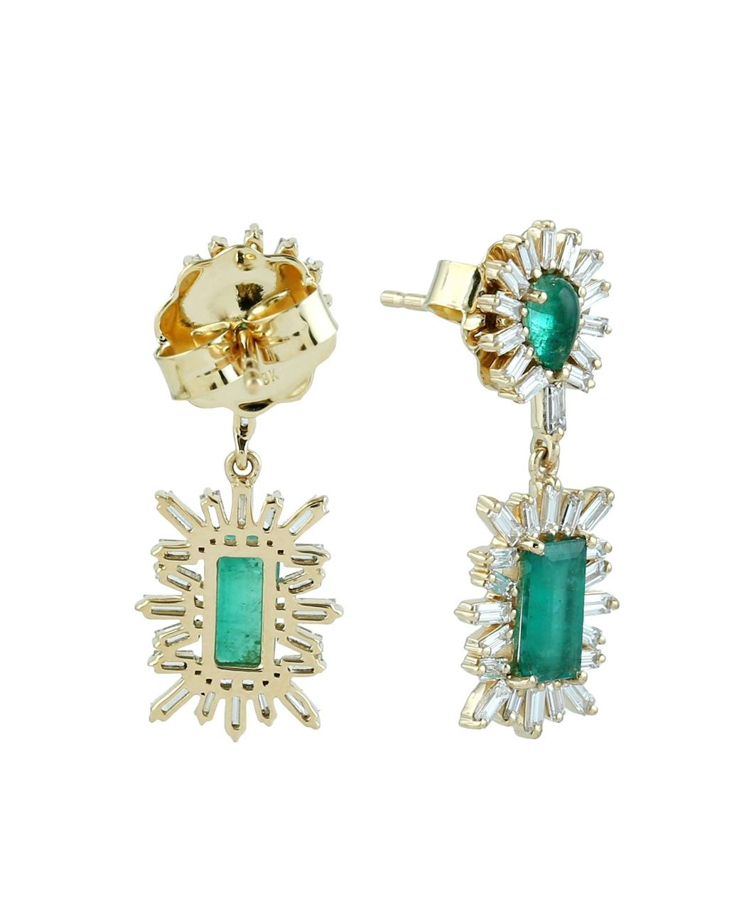 Artisan Green 18K Emerald & Diamond Double Drop Statement Earrings