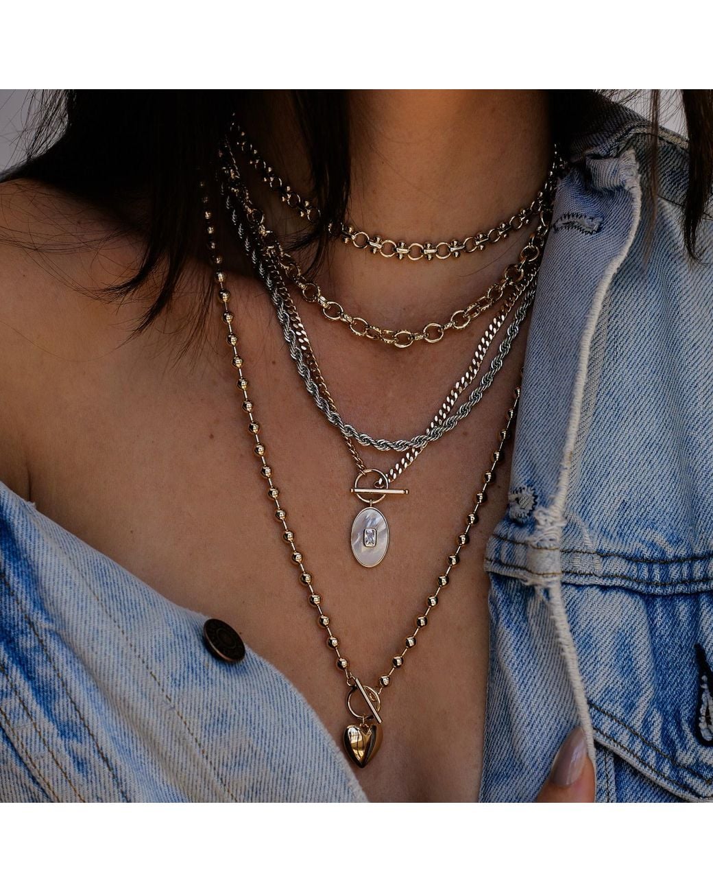 Leeada Jewelry Metallic Dolly Chain Necklace