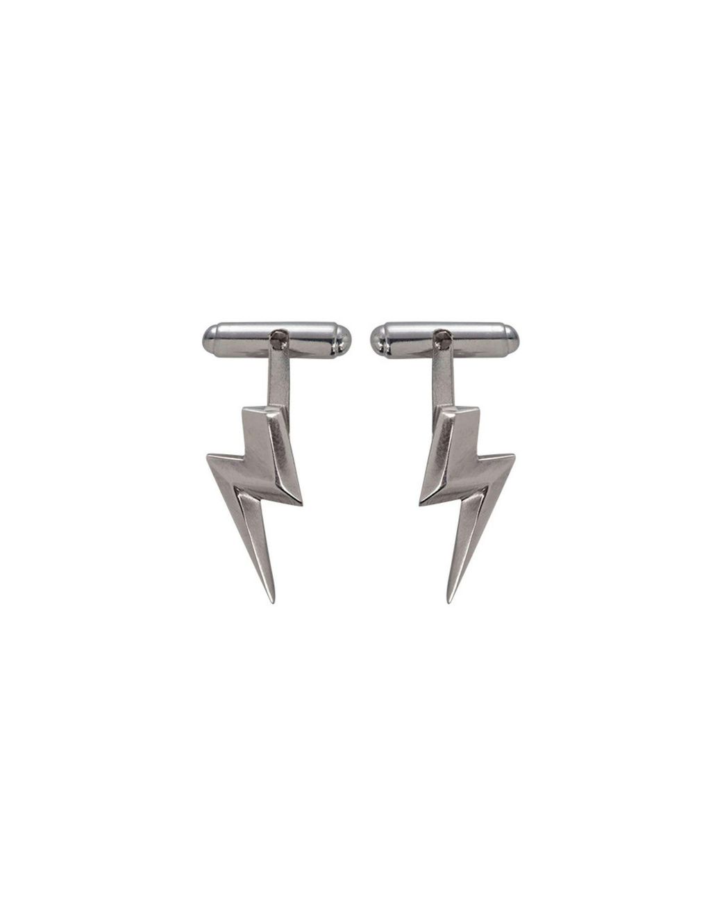 Edge Only Metallic 3D Flat Top Lightning Bolt Cufflinks Sterling for men
