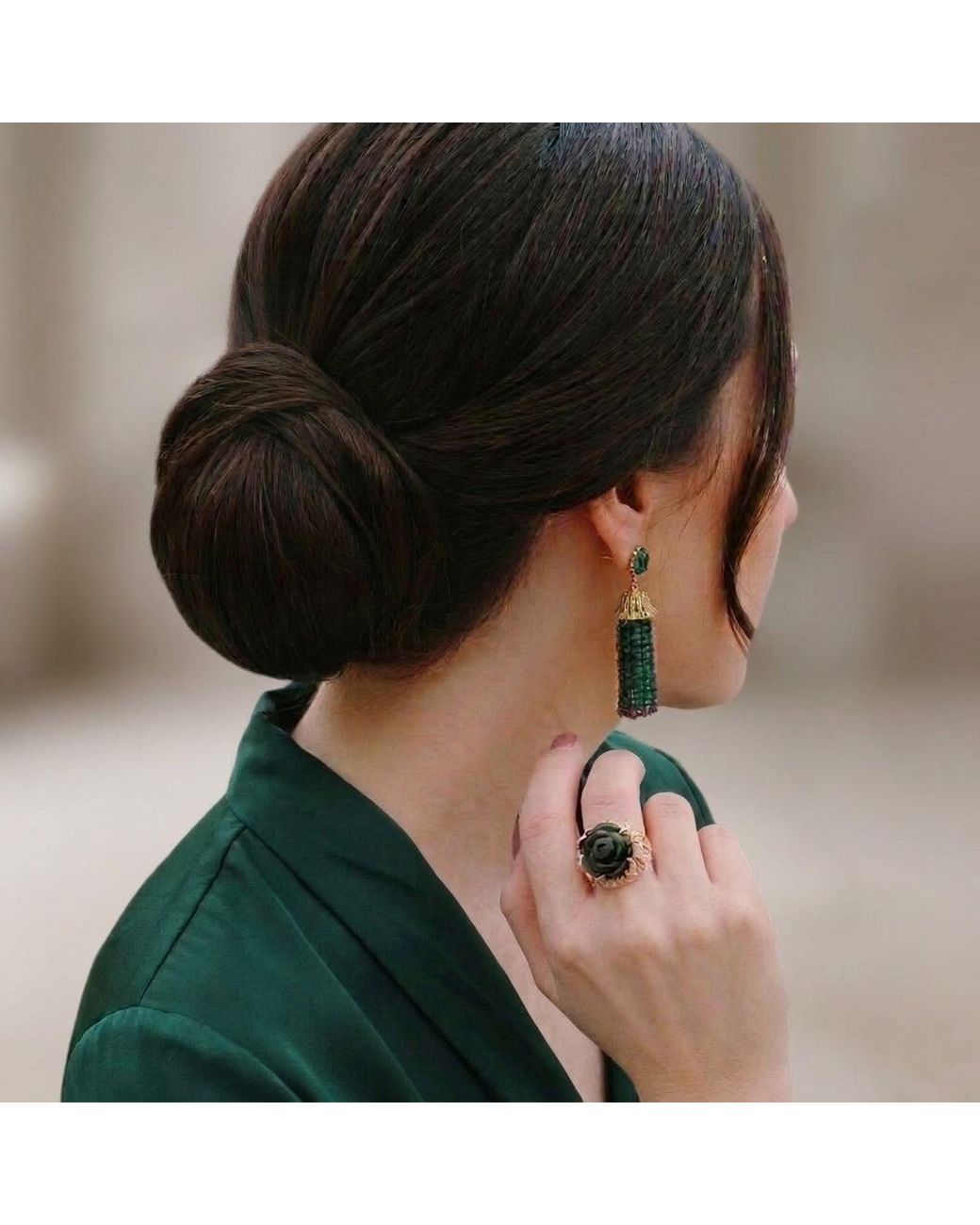 Bellus Domina Black Plated Obsidian Rose Ring