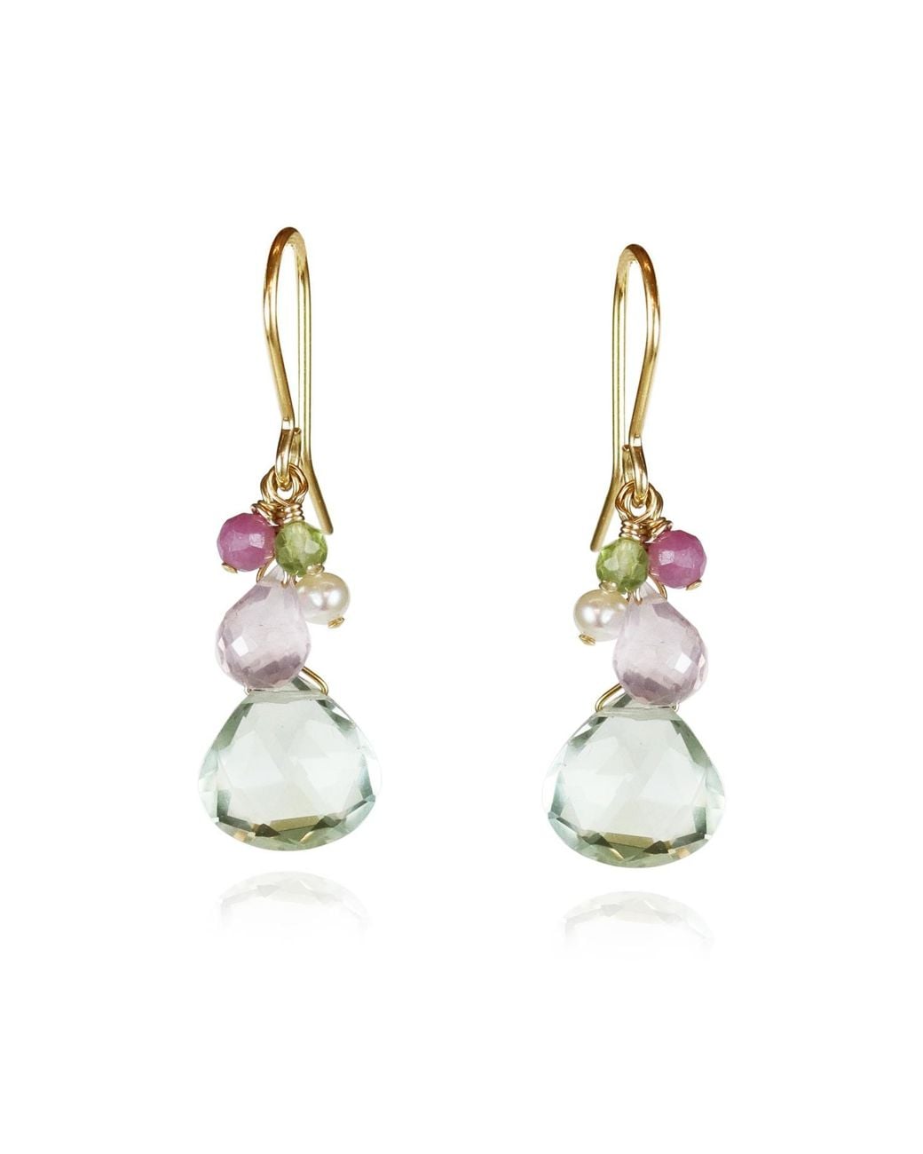 MOUNIR LONDON Metallic Amethyst Cluster Drop Earrings