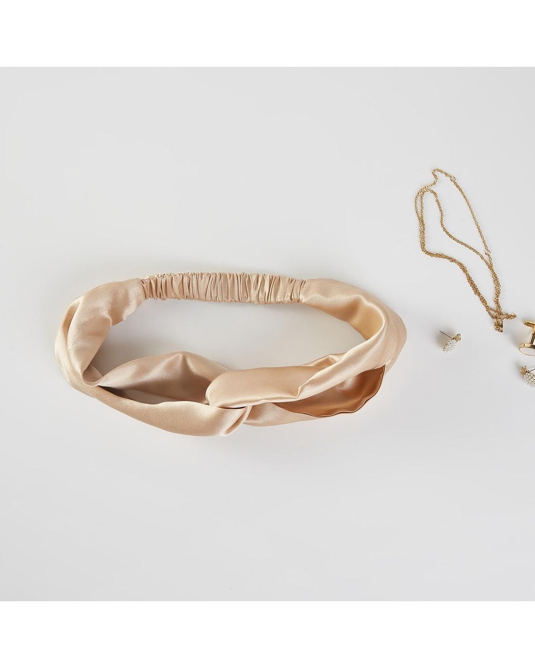 Soft Strokes Silk Metallic Neutrals Pure Mulberry Silk Turban Style Headband