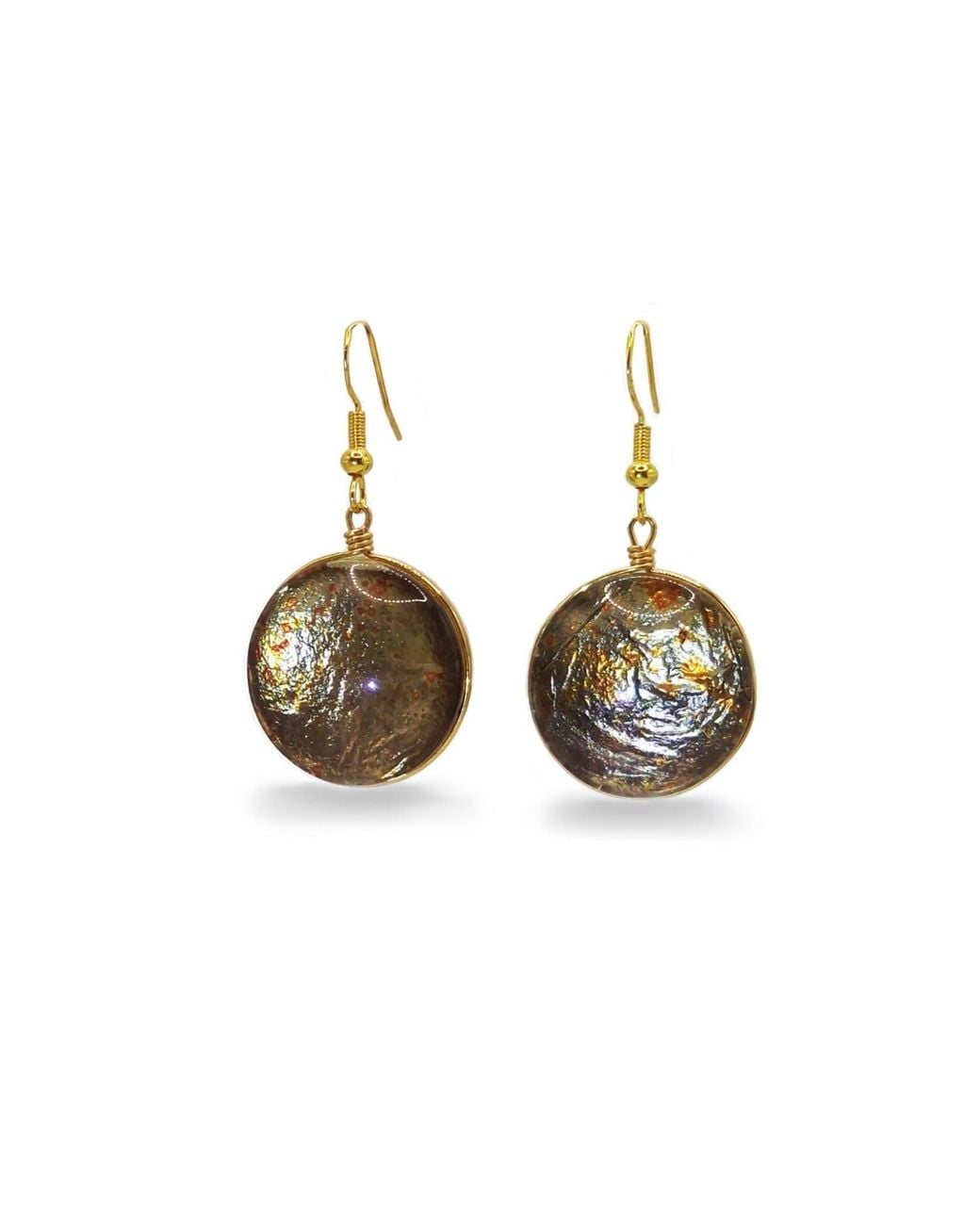 Laura Daili Metallic Golden Lunar Glass Earrings