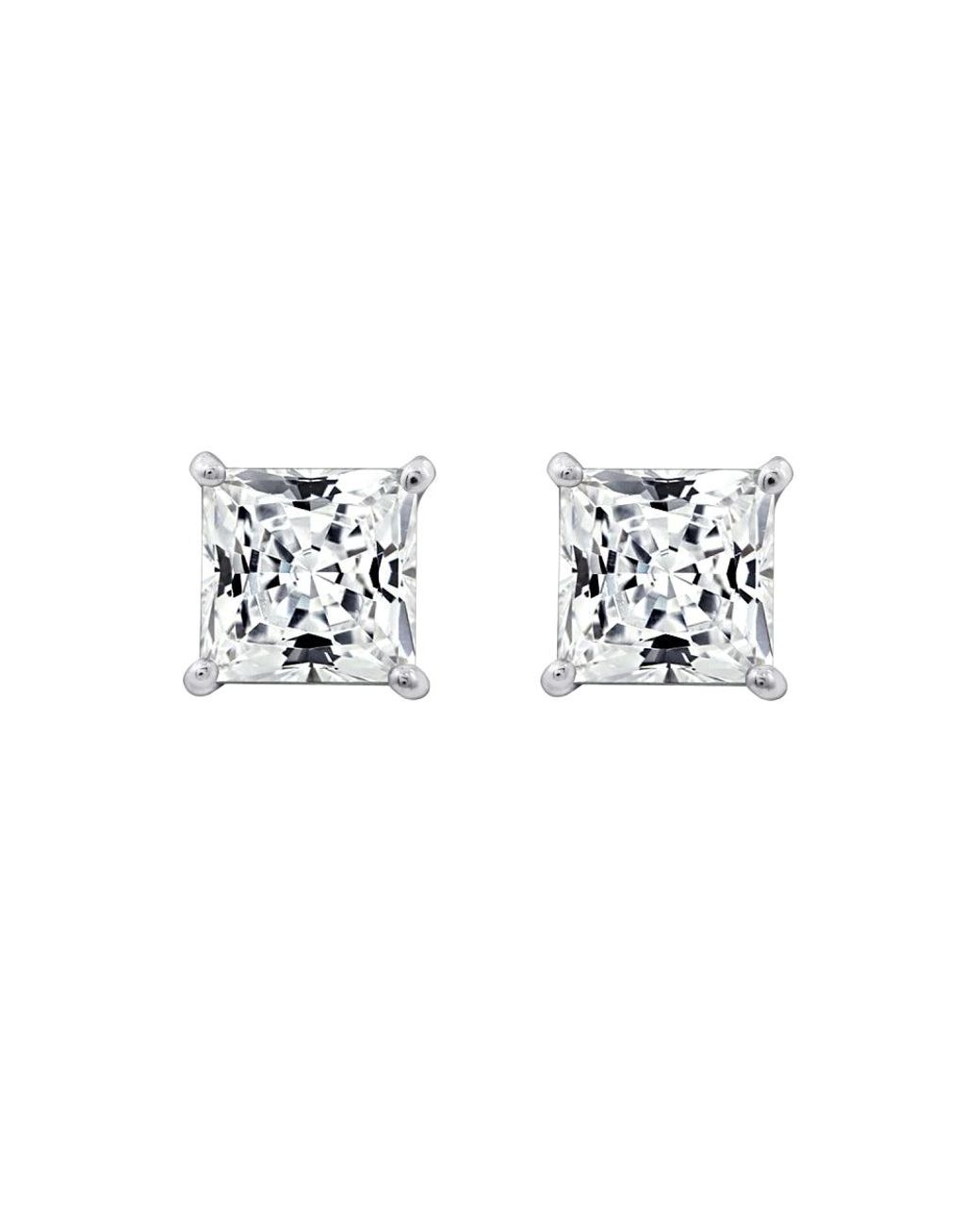 Diamonbliss White 5Mm Princess Cut Solitaire Stud Earrings