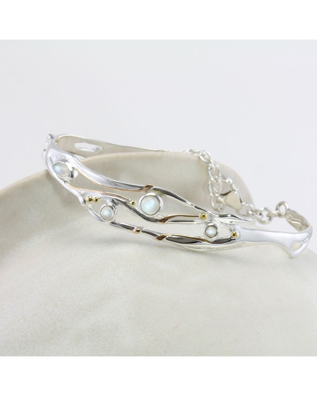 Isla Silver Metallic Moonstone Bangle