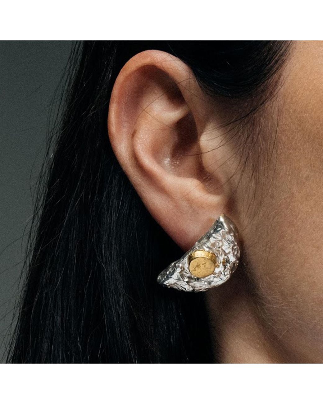 Moca Jewellery Gray Half Moon Earrings