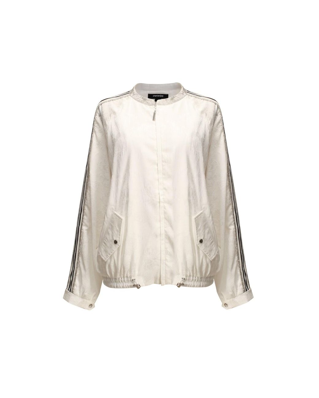 Smart and Joy Natural Light Embossed Bomber Jacket
