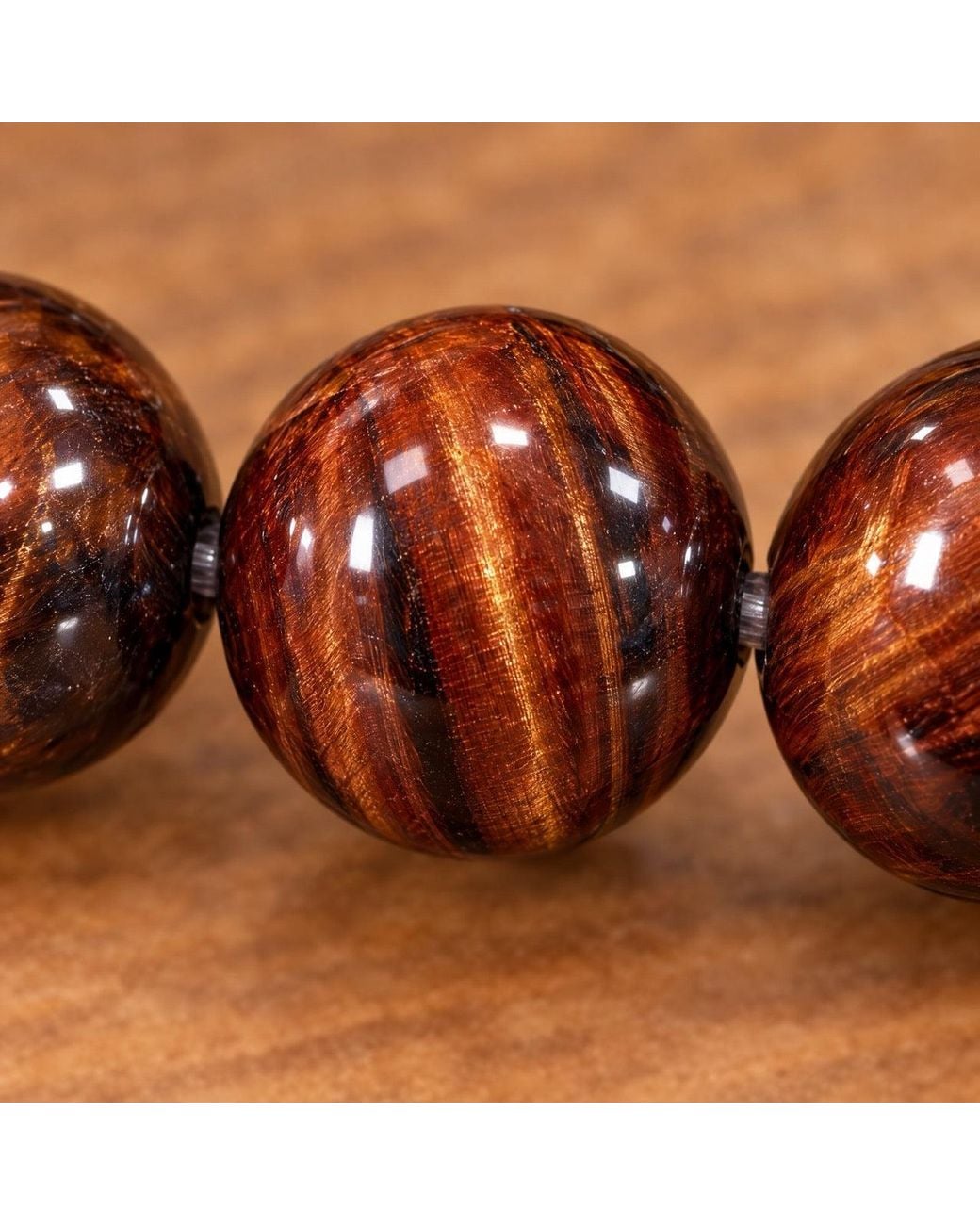 Saéa Brown Oxblood And Rust Tiger's Eye Beaded Stretch Bracelet