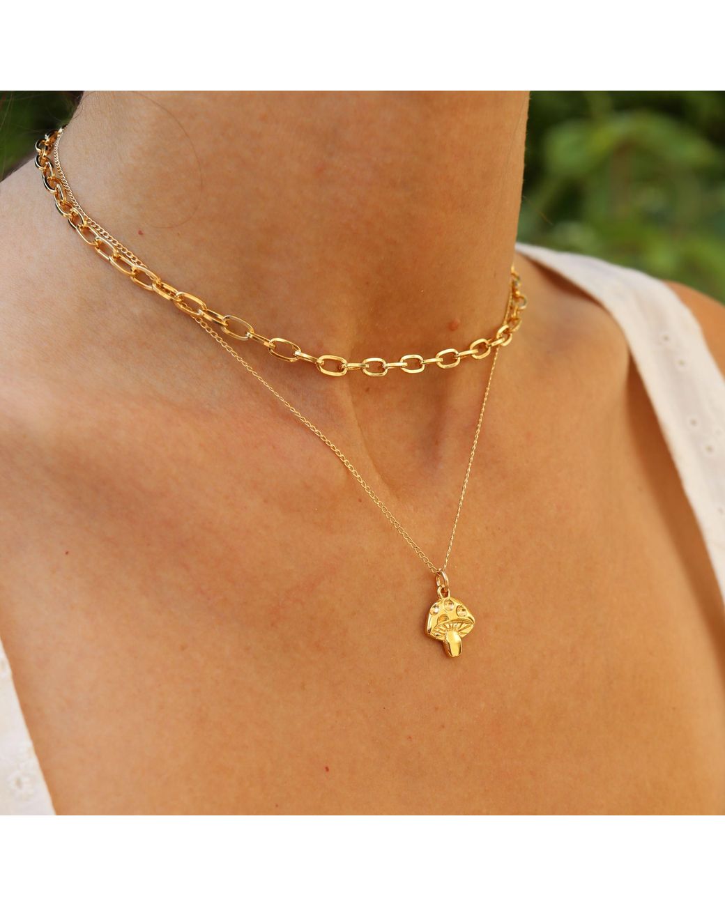 Lexi Jewelry Metallic Earthy Mushroom Necklace