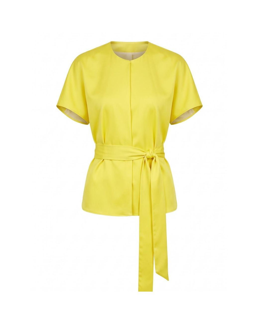concept A trois Yellow Yelow Satin Top With Waist Tie