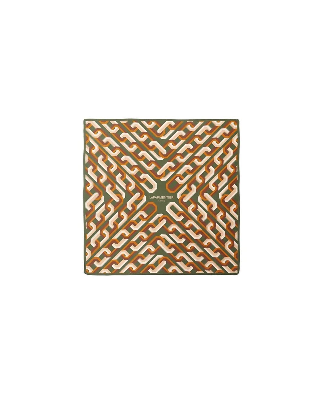 Le Parmentier Natural Chain Motif Bandana Silk Scarf